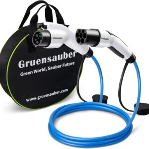 Cable de carga EV Gruensauber tipo 1 a tipo 2, monofásico, 16 amperios, 3,6 kW, 5 m-