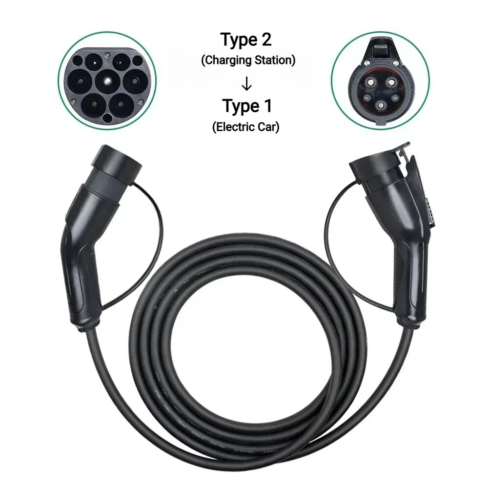 EV Public Charging Cable Type 2 Male to Type 1 Female 32A (1-Phase) 7kW, 5-Metre - Image 2