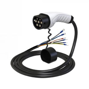 Cable de carga EV tipo 2 a extremo abierto, cable de repuesto, 3 fases 22kW 32A 480V, 5m-