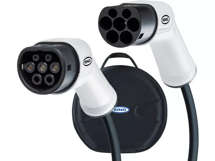 Cable de carga Ring EV 5 metros tipo 2 a tipo 2 universal 16A con estuche de almacenamiento -H-