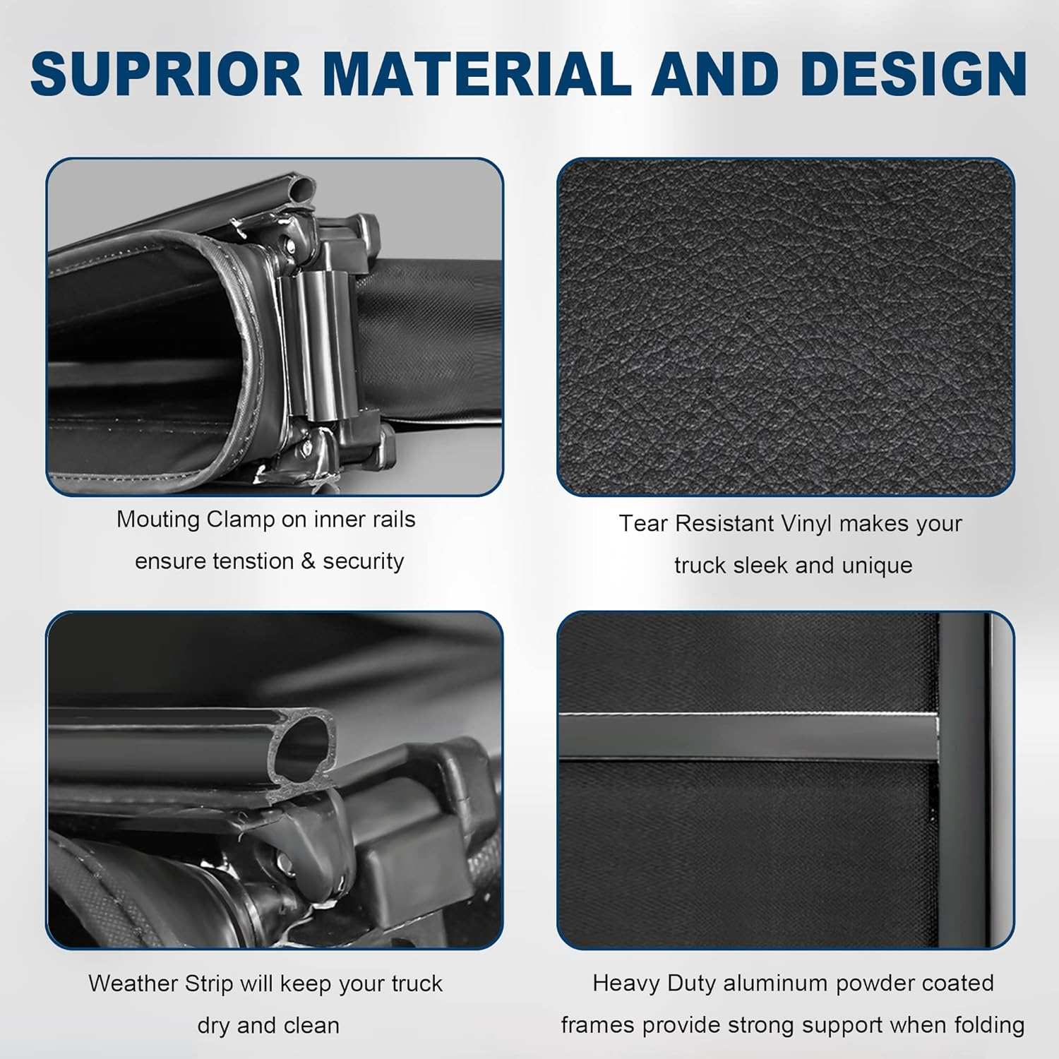 Tri Flip Fold Soft Truck Bed Tonneau Cover Compatible with 2016 2017 2018 2019 2 - Image 4