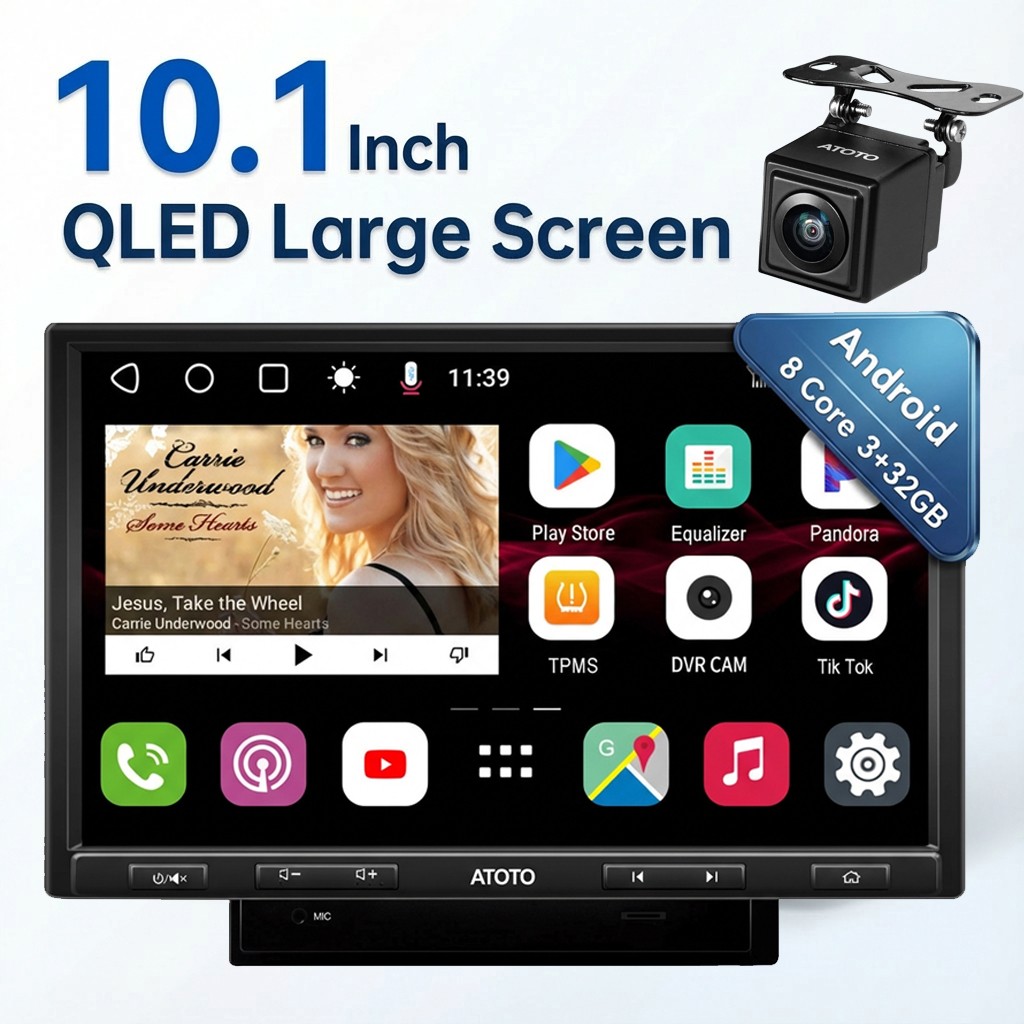 HD CAM + ATOTO S8 PRO 10.1" 2 DIN Android Coche Estéreo CarPlay ChatGPT Incorporado 4G-