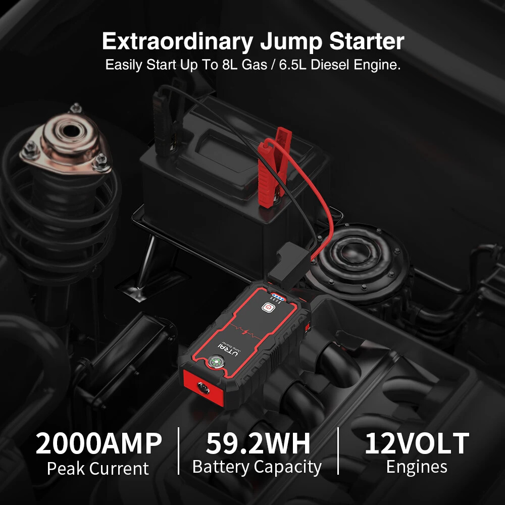 Cargador de emergencia con arrancador de batería de coche para arrancar banco de energía Jump Starter- - Image 3