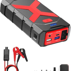 Arrancador de salto 2000A para coche/barco/cortadora de césped (8,0 L gasolina/motor diésel 6,5 L) 12 V-
