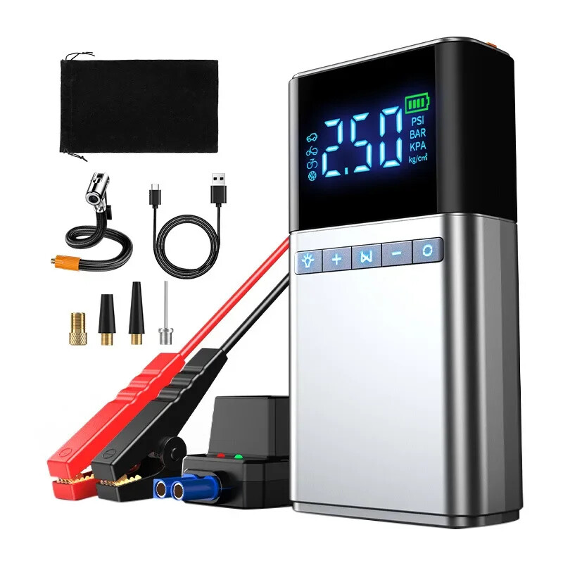 Car Jump Starter Air Pump Power Bank Lighting Air Compressor Battery Starters