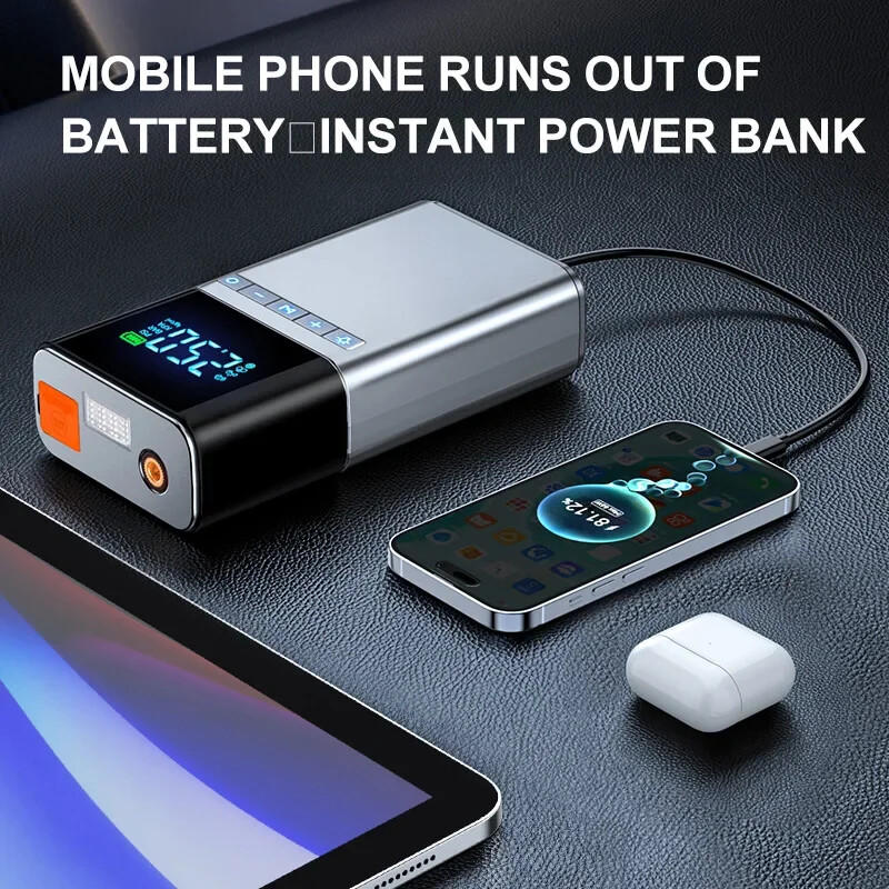 Car Jump Starter Air Pump Power Bank Lighting Air Compressor Battery Starters - Image 3