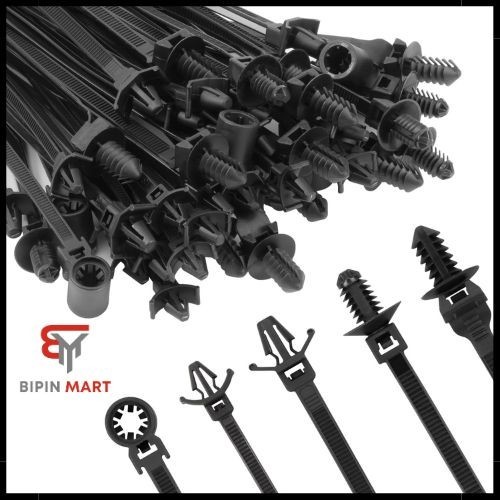 110 PIEZAS Instalación Automotriz Negro Empuje Montaje Cable Cremallera Lazos Tamaño Surtido...-
