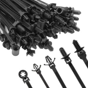 110 PIEZAS Instalación Automotriz Negro Empuje Montaje Cable Cremallera Lazos Tamaño Surtido...-