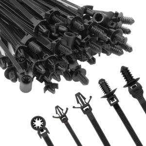 110 PIEZAS Instalación Automotriz Negro Empuje Montaje Cable Cremallera Lazos Tamaño Surtido...-