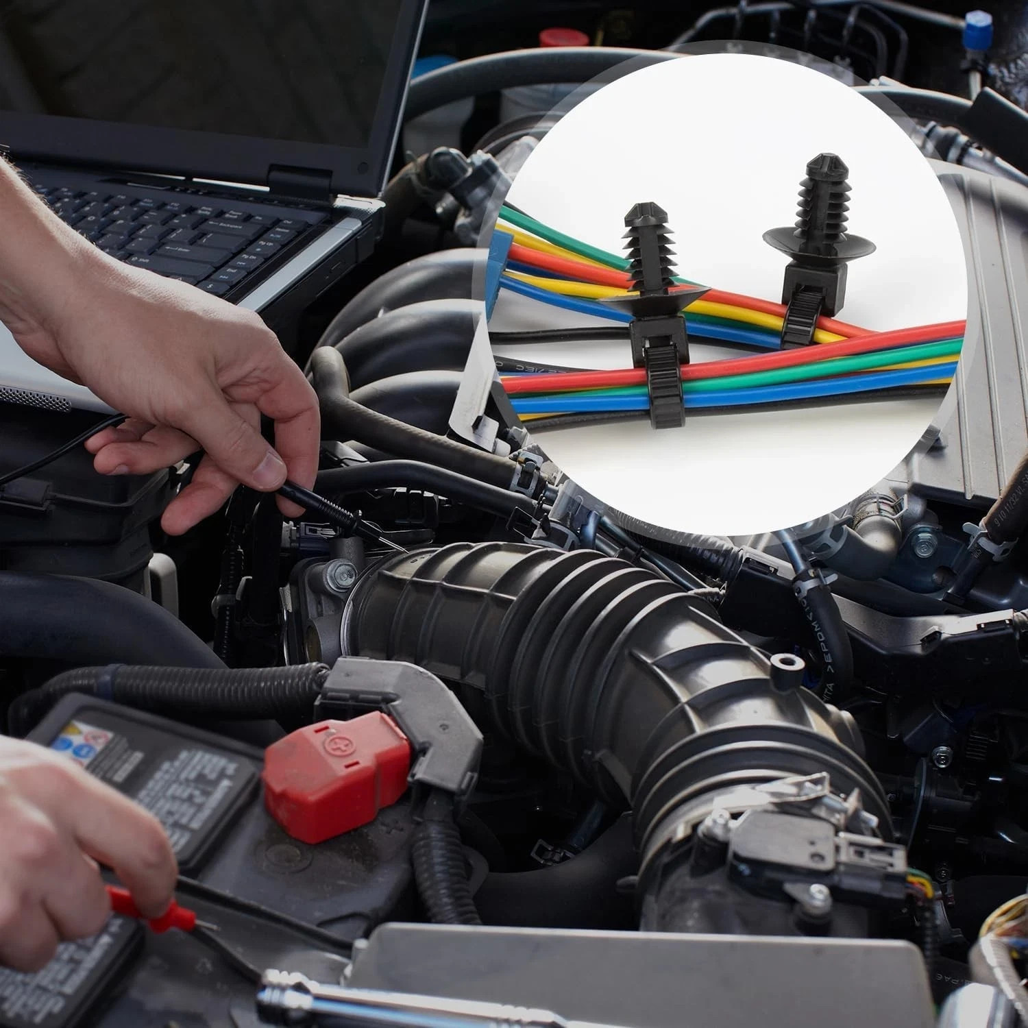 110 PIEZAS Instalación Automotriz Negro Empuje Montaje Cable Cremallera Lazos Tamaño Surtido...- - Image 2