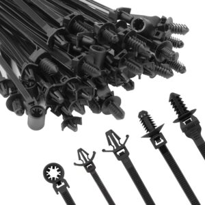 110 PIEZAS Instalación Automotriz Negro Empuje Montaje Cable Cremallera Lazos Tamaño Surtido...-