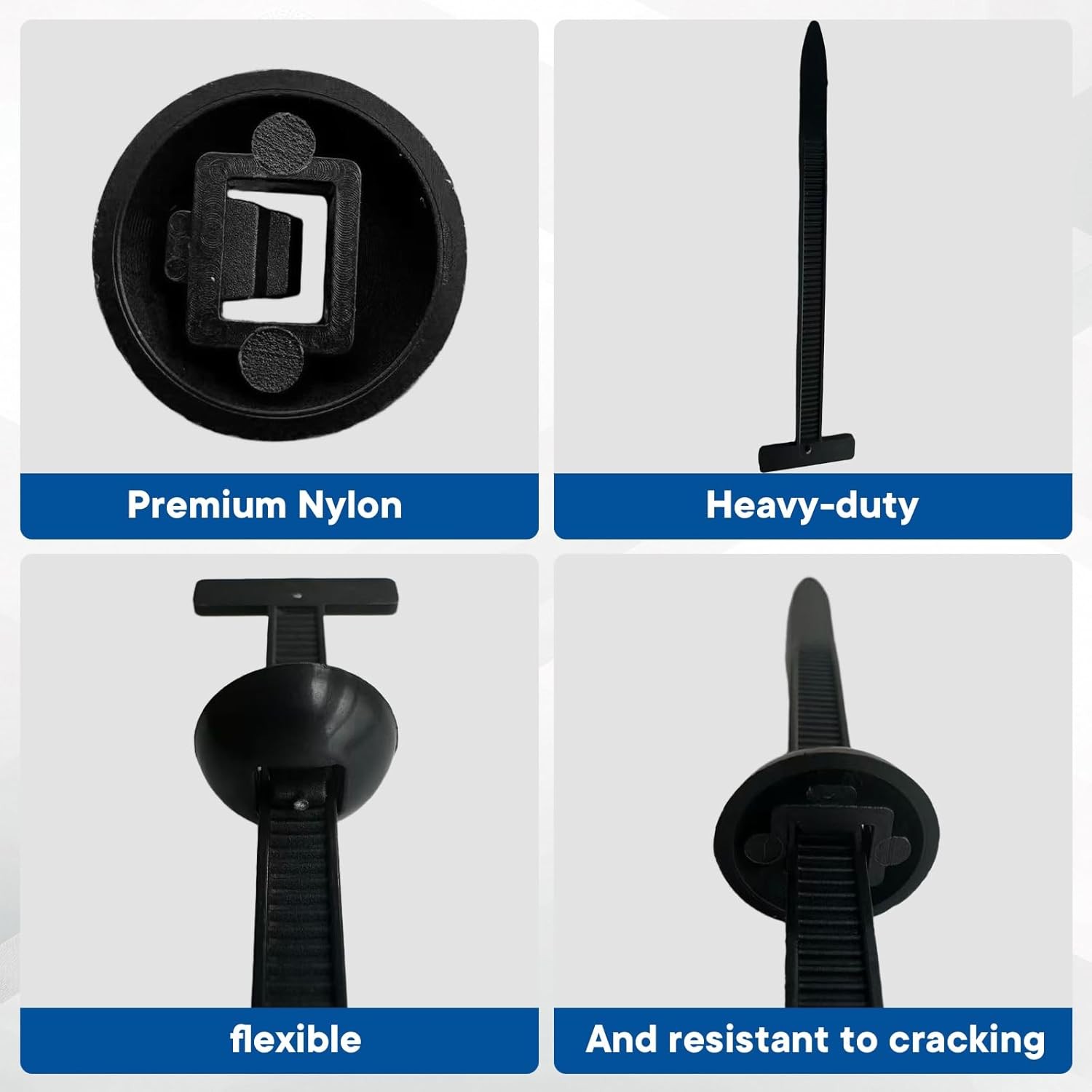 Kit de 100 piezas de sujetador de amarre de cable de nailon automotriz - hebilla universal para atar con cremallera para automóvil - - Image 3