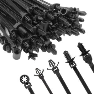 110 PIEZAS Instalación Automotriz Negro Montaje Empuje Cable Cremallera Lazos Tamaños Surtidos-