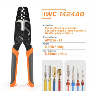 Alicate de prensado de terminales IWISS IWC-1424AB abrazadera de conectores impermeables automotrices-
