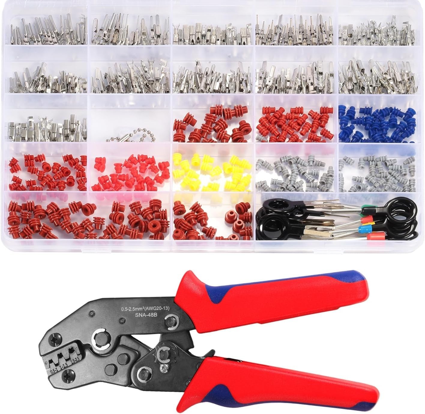 Kit de conectores automotrices de 26 tipos con herramienta de prensado de cables, 1/1,5/1,8/2,2/2,8/...-