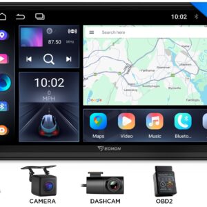 CAM+OBD+DVR+7" Android 14 Doble 2 Din Coche Estéreo GPS Navegador CarPlay Radio FM-