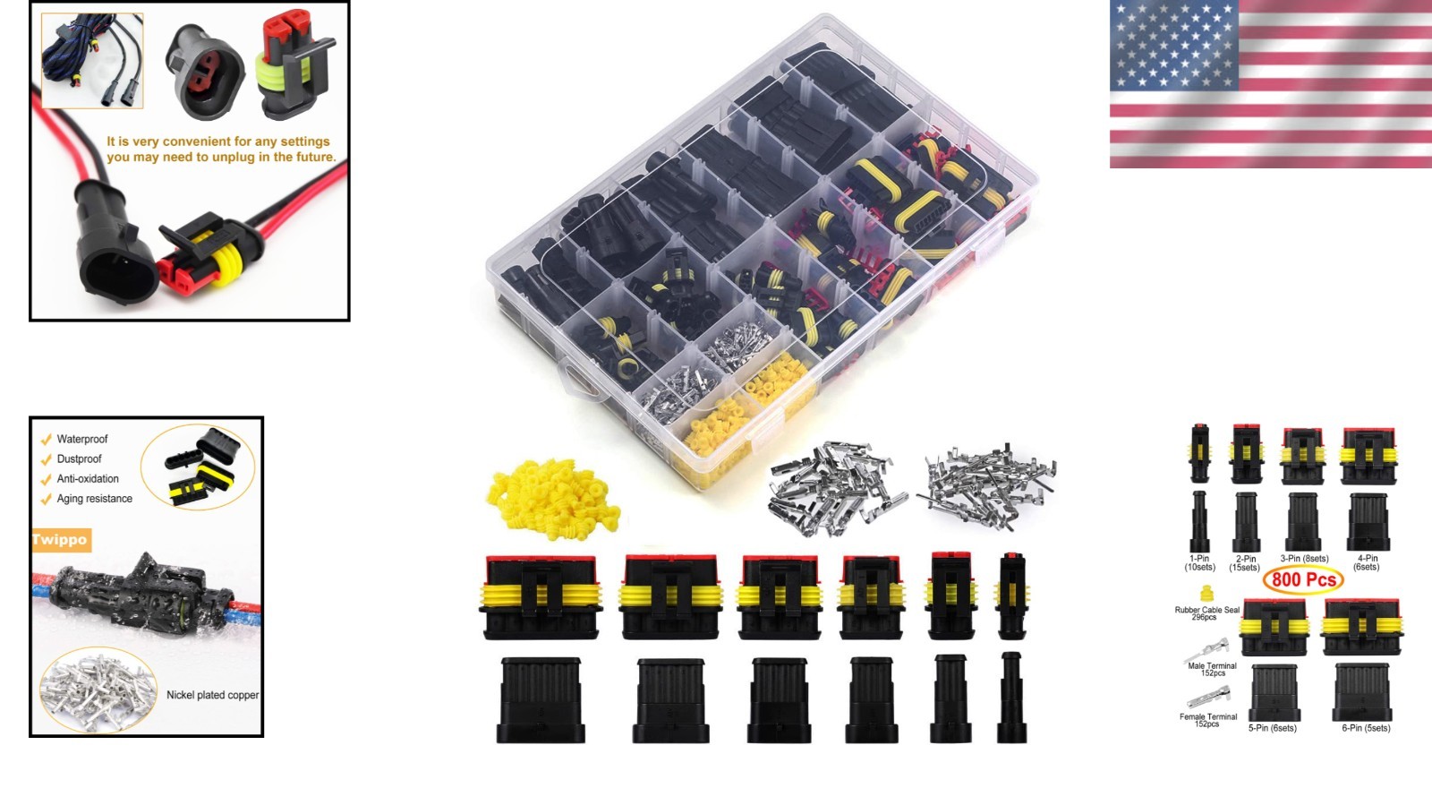 50 conectores eléctricos impermeables con sello de silicona - 1-6 pines uso automotriz- - Image 2