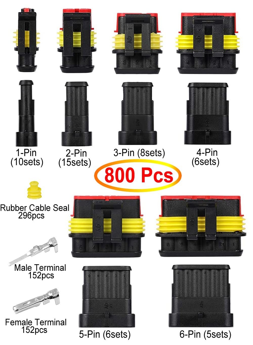 50 conectores eléctricos impermeables con sello de silicona - 1-6 pines uso automotriz- - Image 4