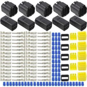 5 Kits Enchufe Conector Eléctrico Impermeable de 6 Pines para Auto Automotriz (6 Pines)-