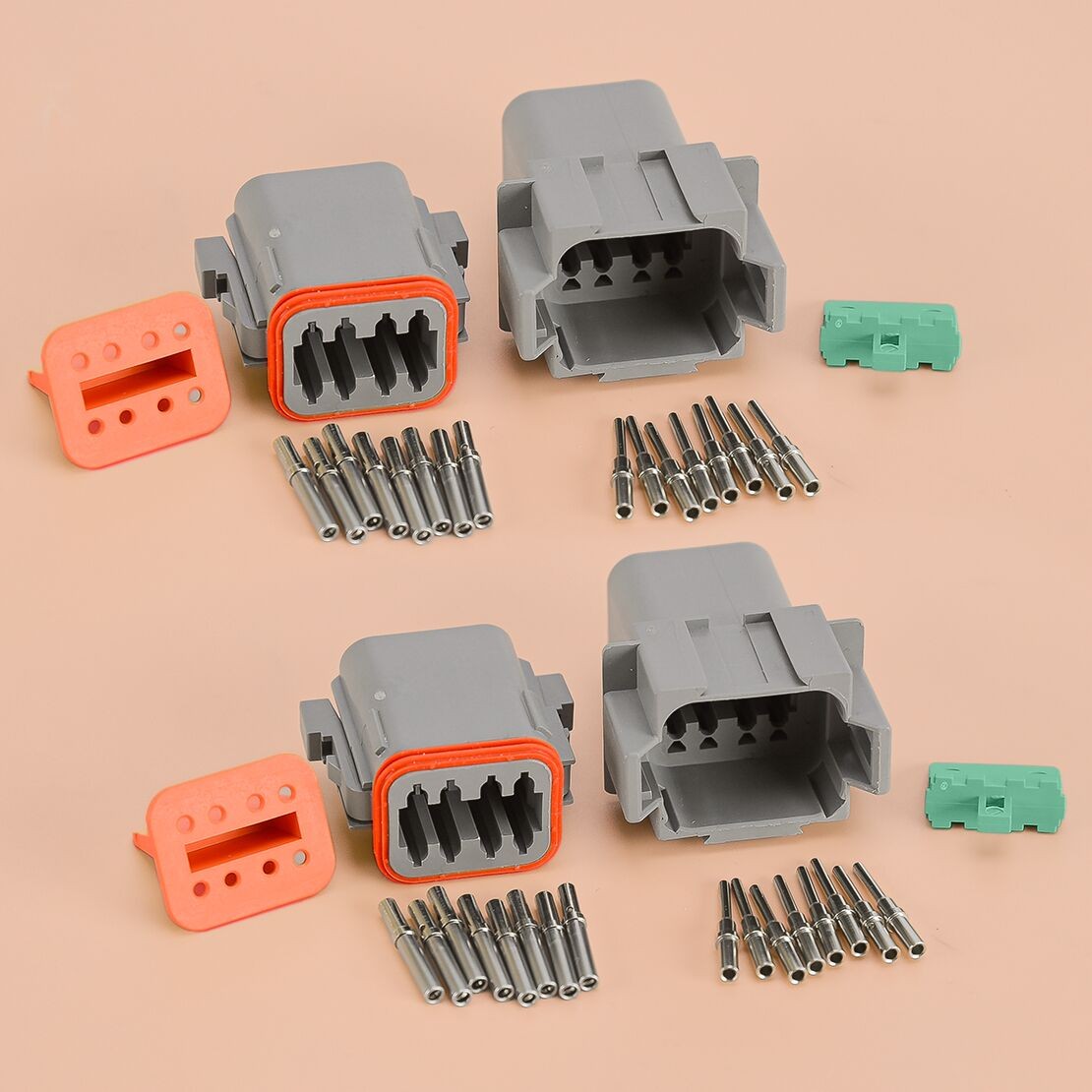 Juego de 2 kits de enchufes de conector eléctrico automotriz de 8 pines aptos para Deutsch DT-