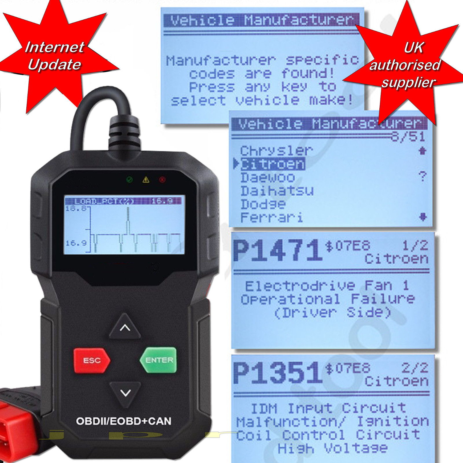 KIA CAR FAULT CODE READER ENGINE SCANNER DIAGNOSTIC RESET TOOL OBDII fits HYUNDA - Image 2