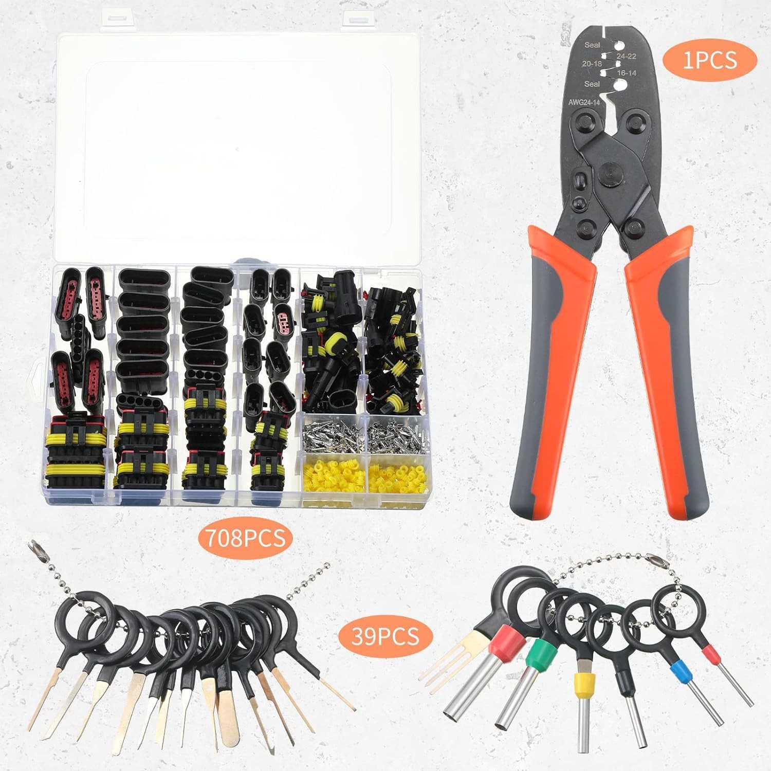 708 Piezas 43 Kits Impermeable Automotriz Conector Eléctrico Terminales 39 Piezas...- - Image 2
