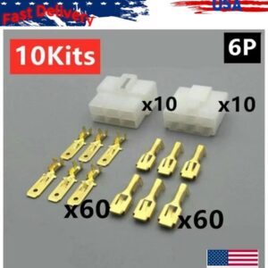 Conector de cable hembra macho eléctrico automotriz enchufe terminal 6 pines 10 kits-