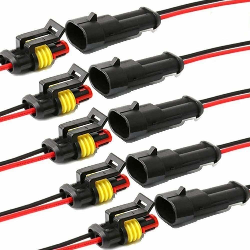 Conector-Enchufe Terminales 2-Pin 10 Kits Coche Automotriz + Cable Eléctrico Impermeable- - Image 4