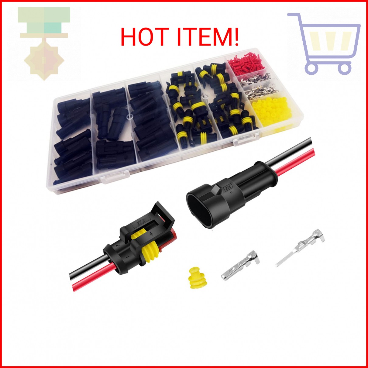 Twippo 20 Kits 2 Pin Connector Automotive Electrical Connectors 2 Wire Connector
