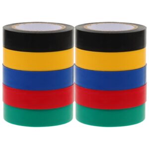 10 Rollos Cinta Adhesiva Colores Eléctricos Aislamiento Color Surtido-