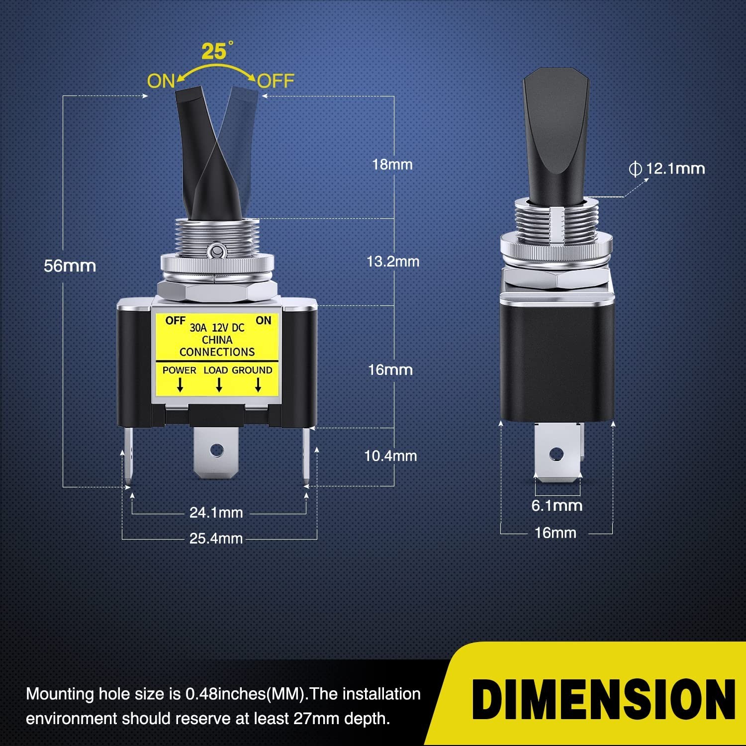 Interruptor de palanca LED SPST azul 5 piezas para aplicaciones automotrices y marinas- - Image 5