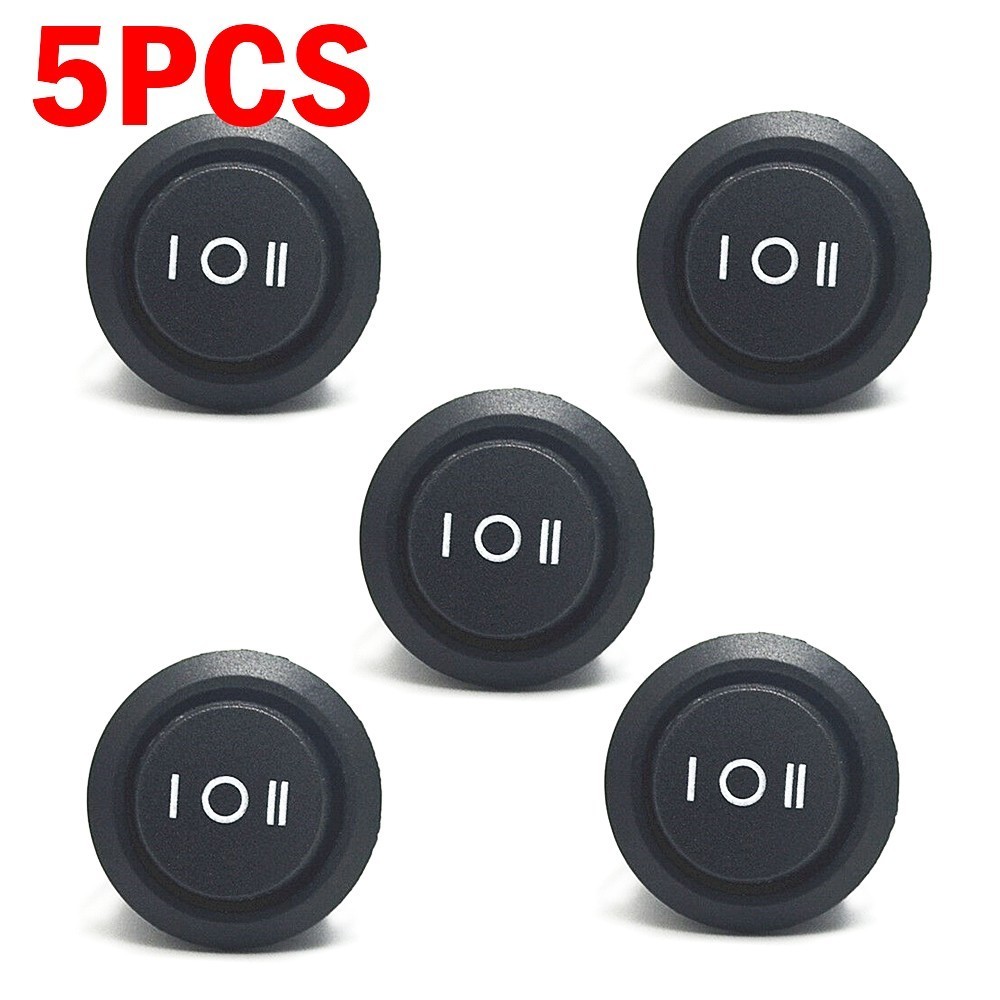 Paquete de 5 interruptores basculantes redondos negros fáciles de usar para automóviles automotrices 20 mm SPDT- - Image 2