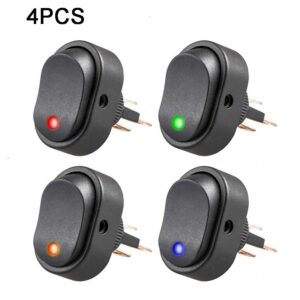 Interruptores de palanca basculante confiables 4 piezas 12V 30A con LED rojo para uso automotriz-