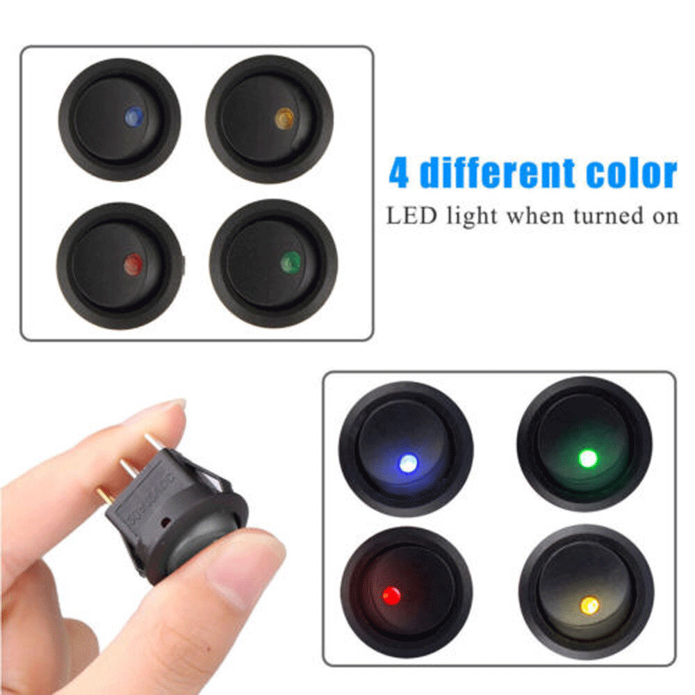 4 colors LED round rocker switches, 12V automotive switches 20PCS - Image 2