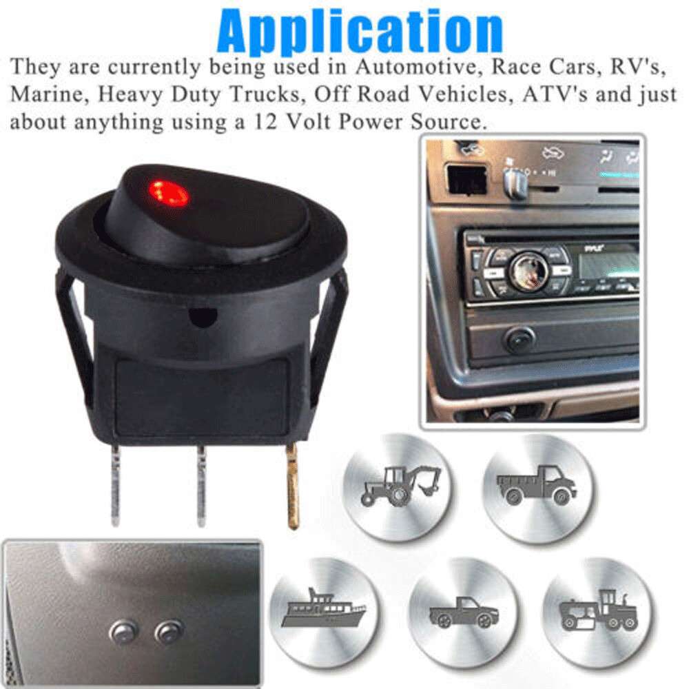 4 colors LED round rocker switches, 12V automotive switches 20PCS - Image 3