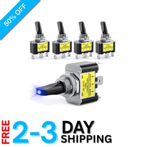 Interruptor de palanca LED 5 PIEZAS 12V 30A con indicador azul - Actualización automática esencial-