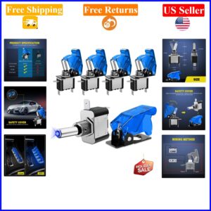 Interruptor de palanca LED 12V azul 5 piezas coche barco camión 20A SPST resistente-
