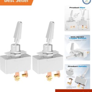 Interruptor de palanca cromado de alta resistencia 12V 50A paquete de 2 para uso automotriz-