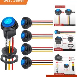 Interruptor basculante versátil impermeable con LED azul para vehículos y uso doméstico-