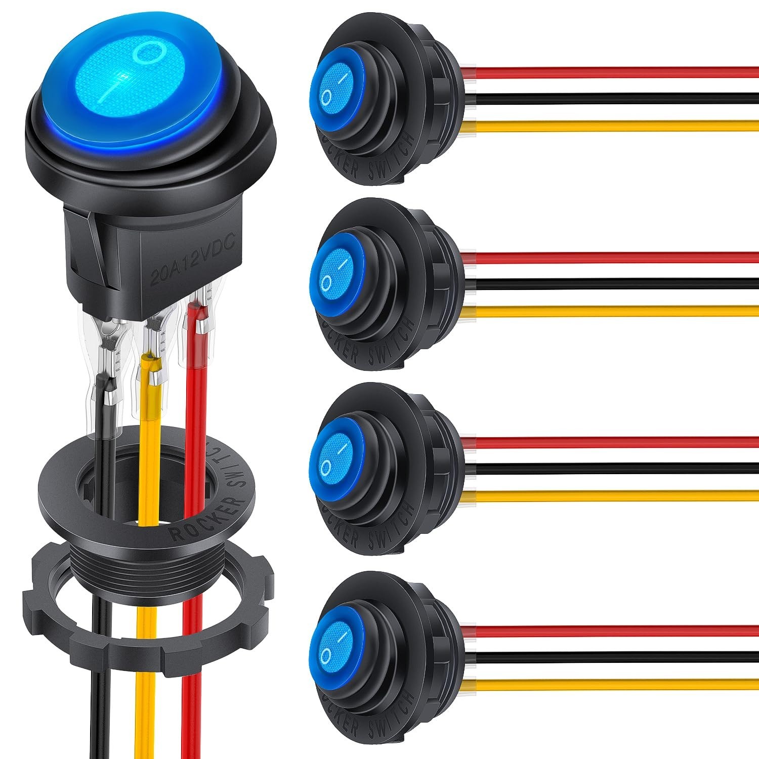 Interruptor basculante versátil impermeable con LED azul para vehículos y uso doméstico- - Image 3
