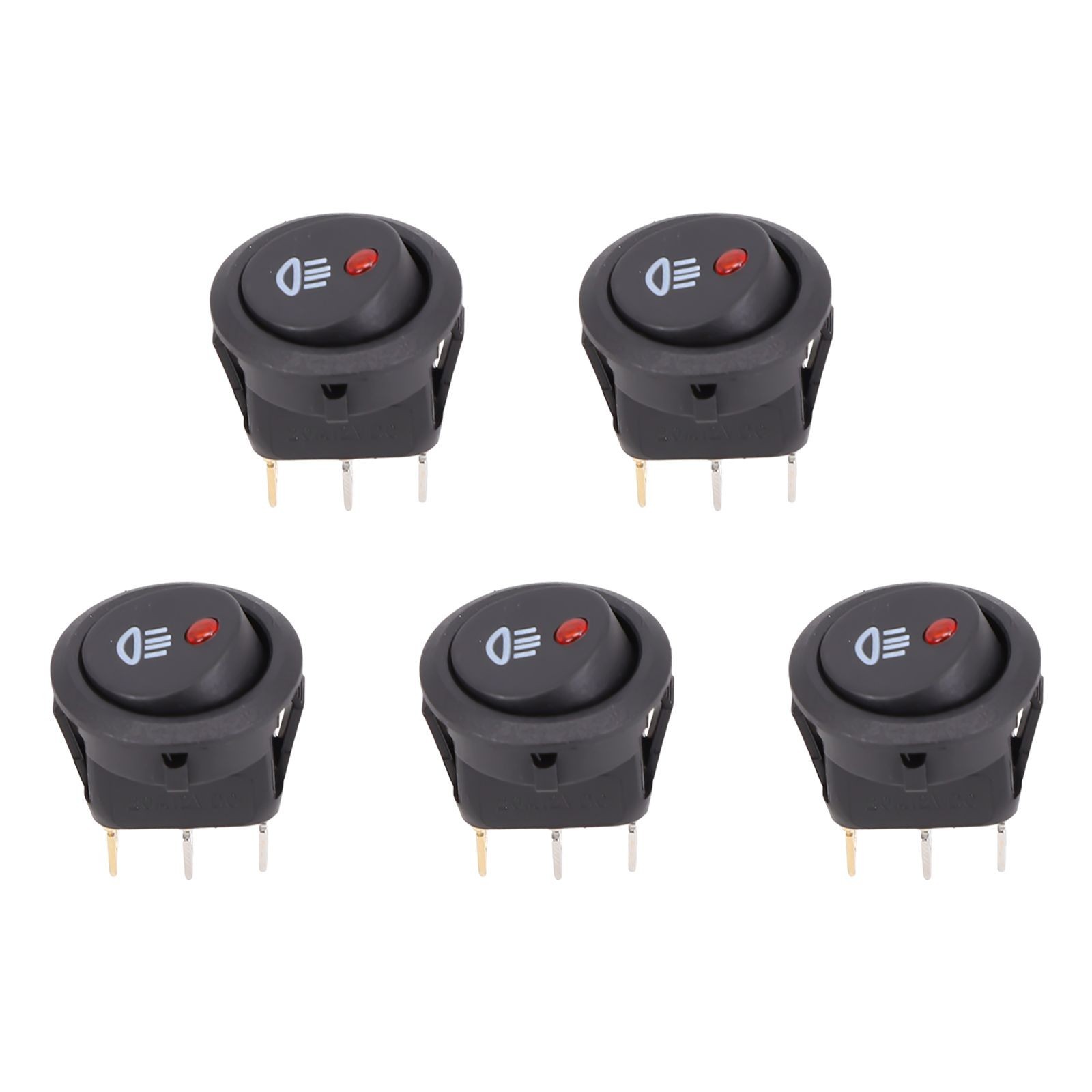 Interruptor basculante automotriz confiable de encendido y apagado de 5 piezas con luces LED rojas-