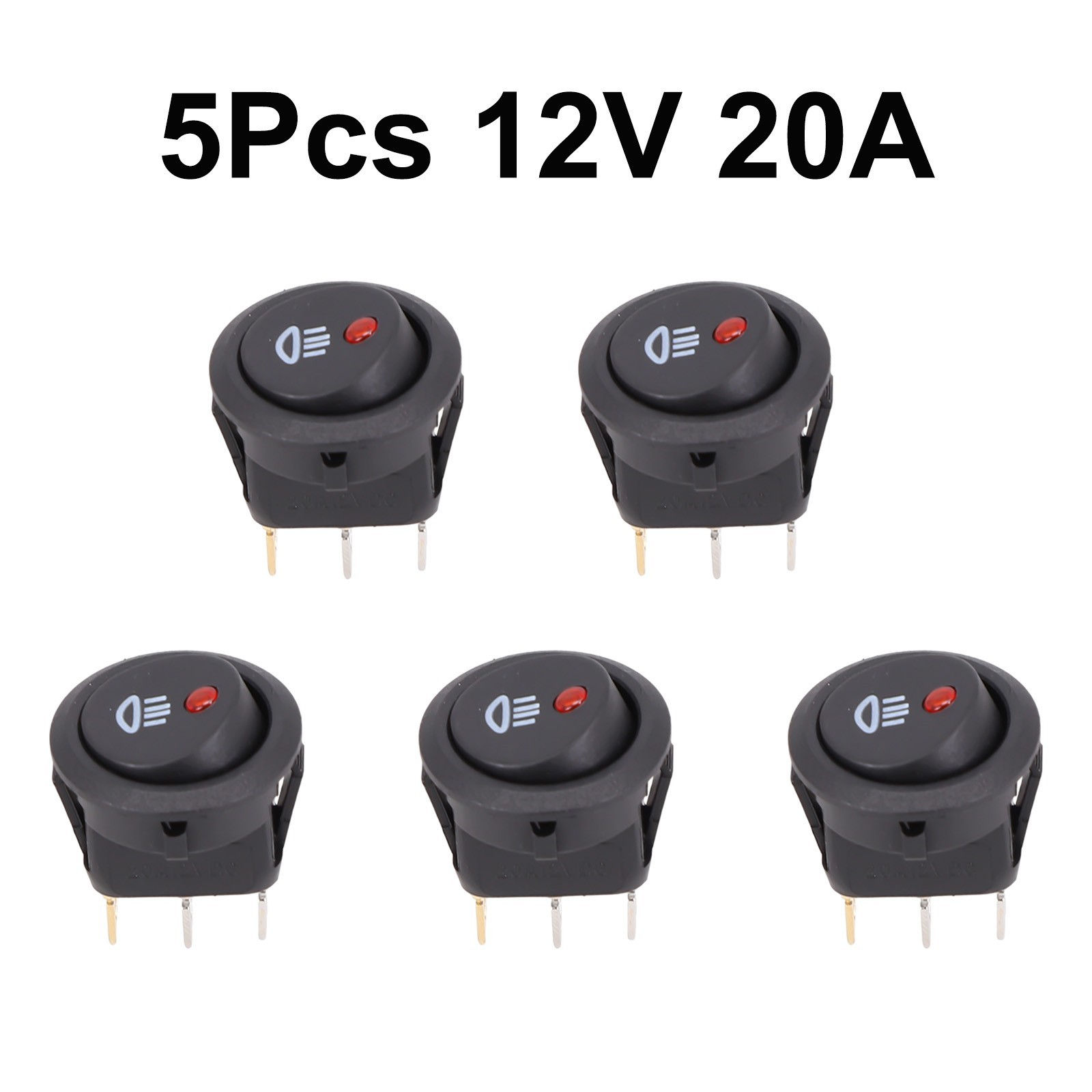 Interruptor basculante automotriz confiable de encendido y apagado de 5 piezas con luces LED rojas- - Image 2