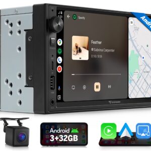 7" IPS Android 14 Doble DIN GPS Inalámbrico CarPlay Coche Radio Estéreo Cámara de Respaldo-