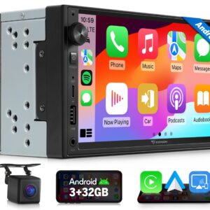 7" IPS Android 14 Doble 2 Din Coche Estéreo Radio CarPlay Navegador GPS Bluetooth-