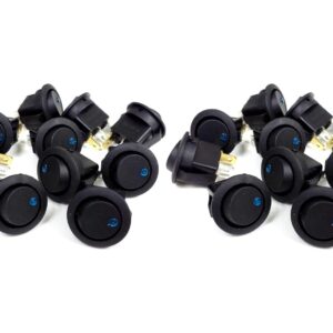 Interruptores basculantes redondos de 12 voltios con LED azul encendido apagado automóvil paquete de 20-