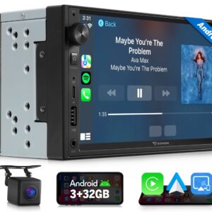 Radio estéreo para automóvil Indash 7" doble Din Bluetooth Audio con CarPlay Android Auto 14-