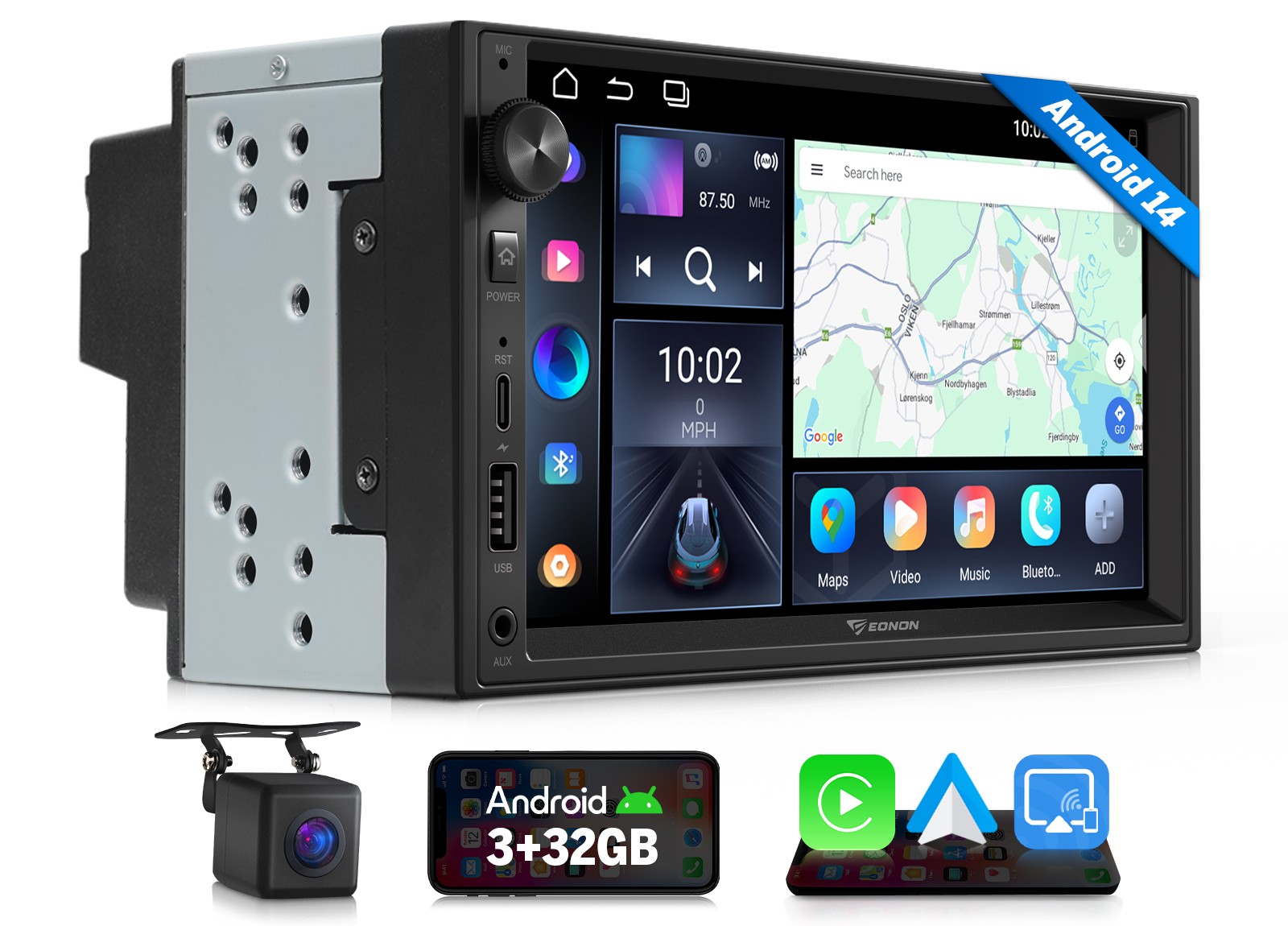 Radio estéreo para automóvil 7" Android 14 UX7 doble 2 Din CarPlay GPS Navegación WiFi Bluetooth-