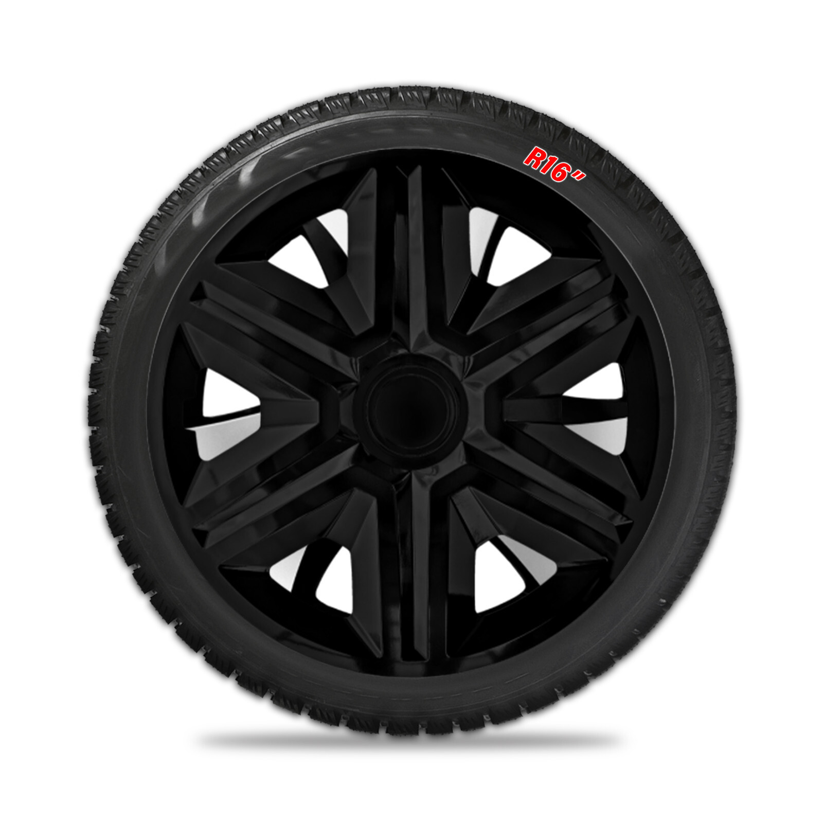 16" Wheel Trims Covers Black Hub Caps 16 Inch Action 4-Pcs Set - Image 3