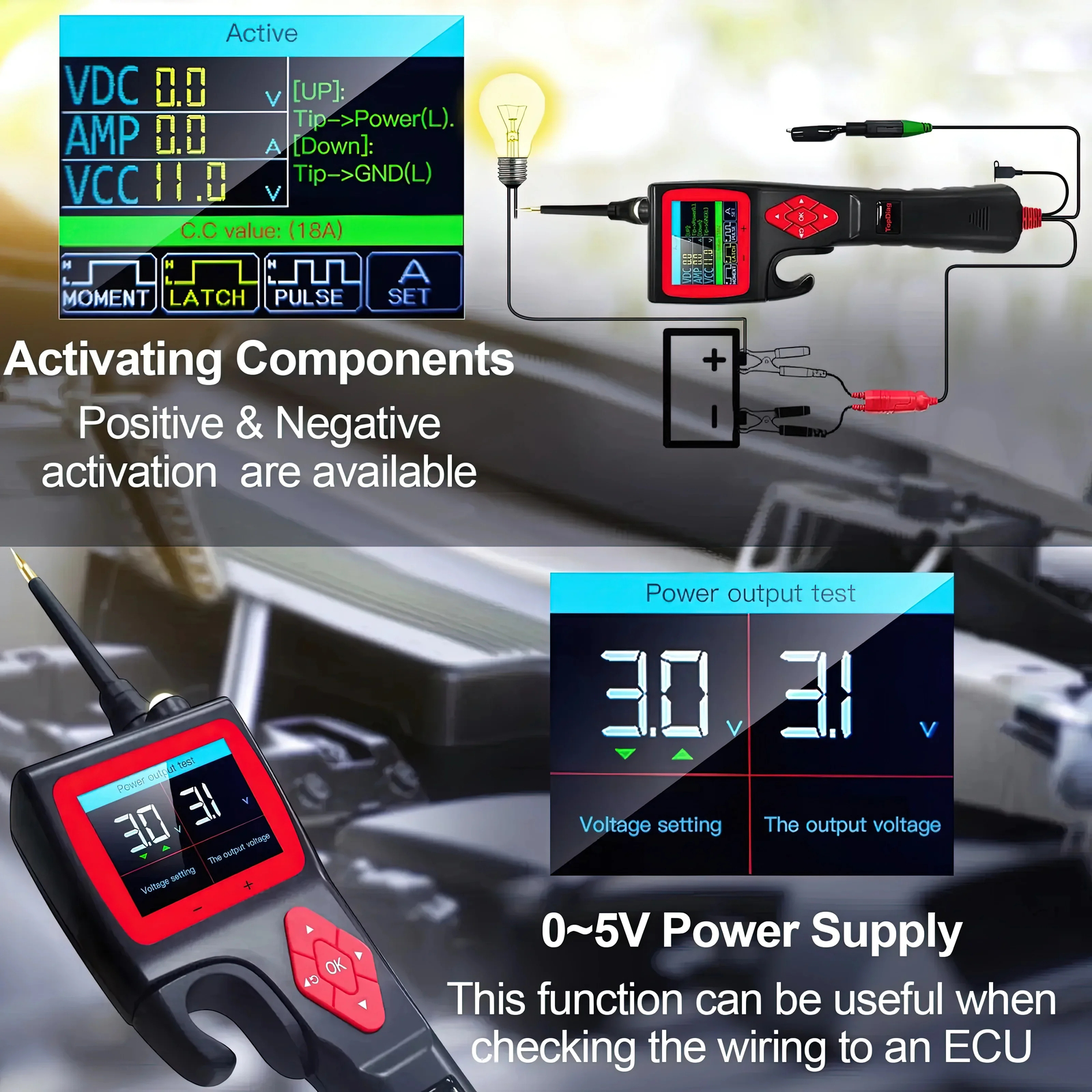 Probador de Circuito Eléctrico Automotriz 12V 24V Sistema Eléctrico Herramienta de Prueba Digital- - Image 3