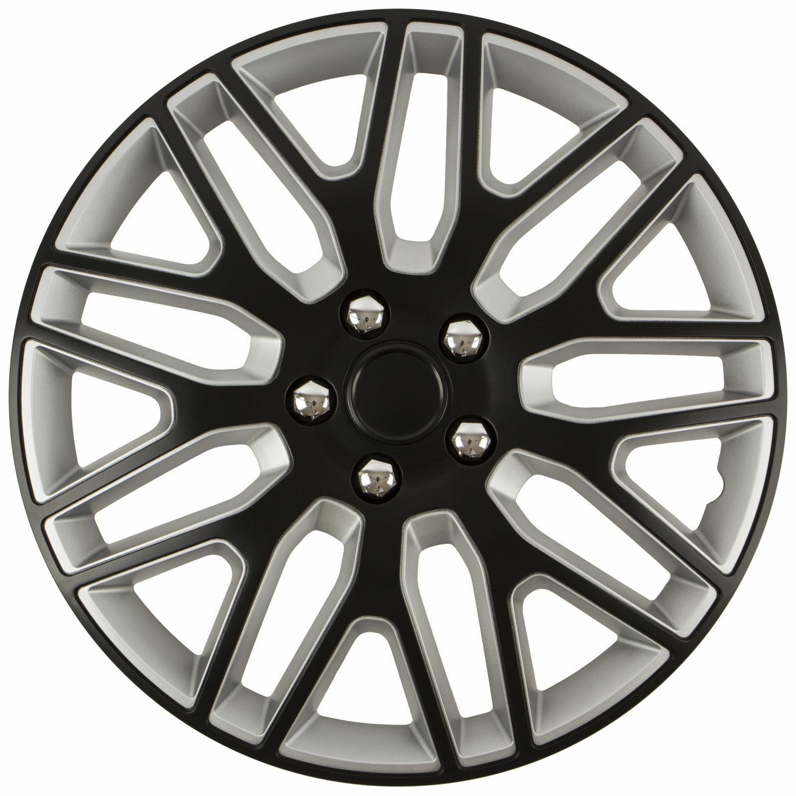 Juego de 4 tapacubos de 15" negro-plateado negro-plateado 15 pulgadas Dakar NC-